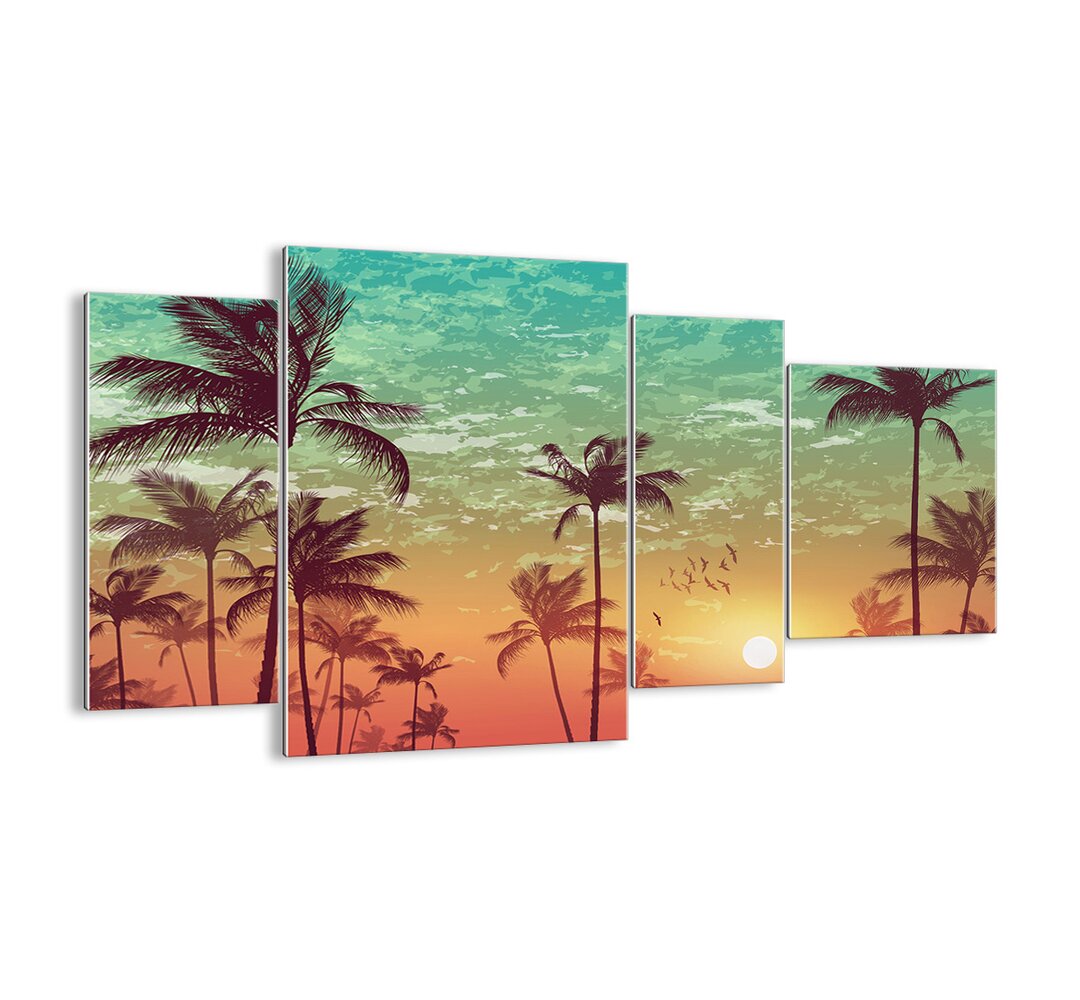 Tropical Vibes" - 4 Stück ungerahmter Fotodrucksatz auf Glas