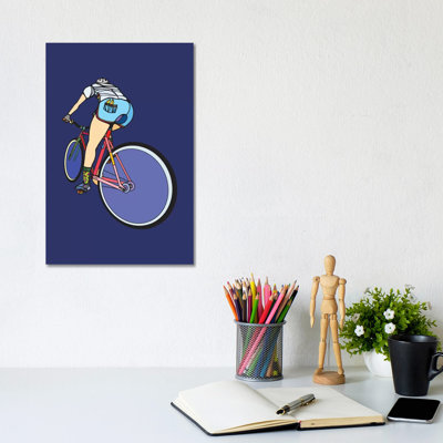 Free Cyclist by Ninhol - Wrapped Canvas Print