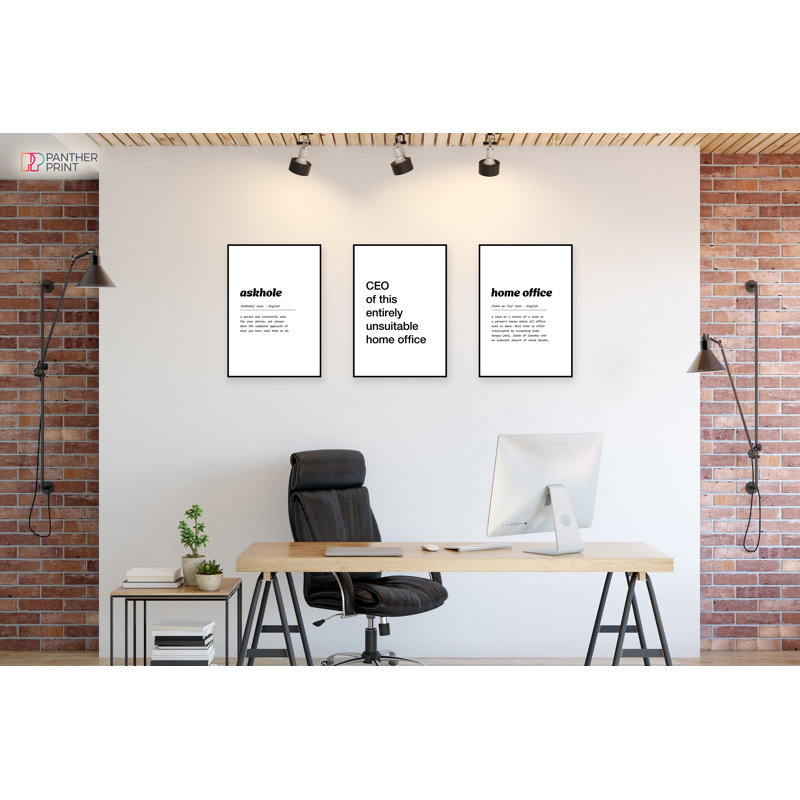 CEO Of This Entirely Unsuitable Home Office, And Home Office Dictionary Definition - 3 Piece Wrapped Canvas Print Set