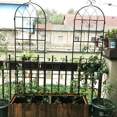 Ensemble de 2 treillis en métal 71 po x 19,7 po en métal, rouille, facile à assembler, métal galvanisé, idéal pour les plantes grimpantes comme la rose, lot de 2 treillis, treillis antirouille, fabrication, tube