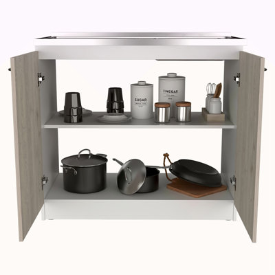 Évier utilitaire avec armoire, porte double, une tablette
