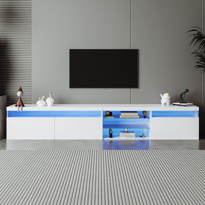 Meuble télé polyvalent avec lumières DEL, Blanc