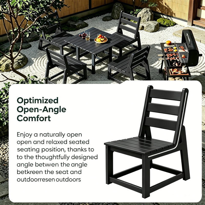 HDPE Square 4 - Person Outdoor-Dining-Set All Weather, Black