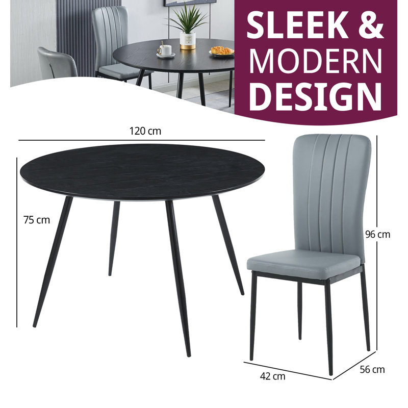 Mose 4 - Person Dining Set, Black