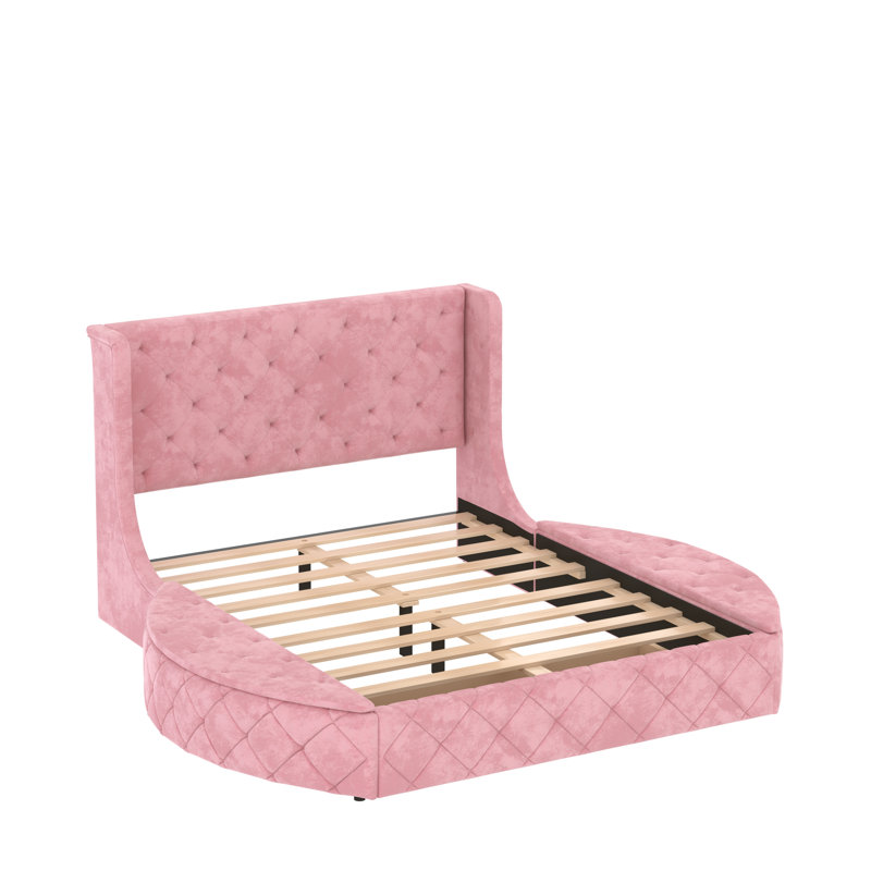 Kiria Upholstered Platform Bed, Pink