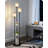 70.9'' Dimmable Tray Table Floor Lamp With 3 Crystal Shades and Foot Switch