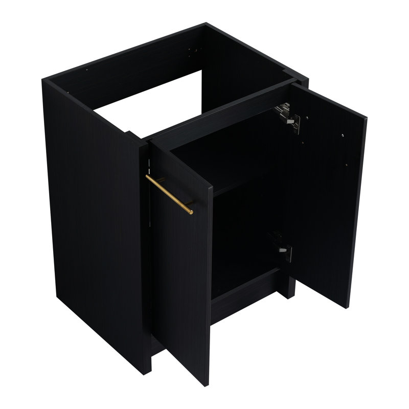 Armoire de salle de bain avec lavabo en résine et porte à fermeture en douceur, 24 po, châtaignier noir, style moderne, évier de rangement spacieux, conception, fabrication