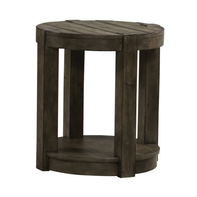 Arnaline Round Chairside Table w/ Floor Shelf