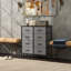  8 Drawer Fabric Chest of Drawers w/ Wooden Top for Hallway Black-1478710752
