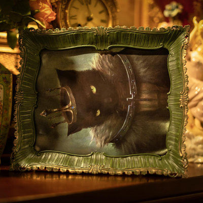 Cadre photo rétro vintage, cadre photo de style baroque orné vert antique avec verre, idéal pour l'art fantastique noir, plateau de table rétro et décoration murale, (vert)