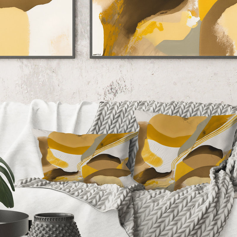 Coussin Mustard Yellow Retro II - Abstract