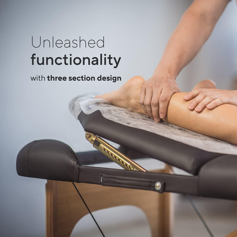 Luxton Home 3-Section Premium Memory Foam Massage Table with Rolling Travel Case - Easy Set Up