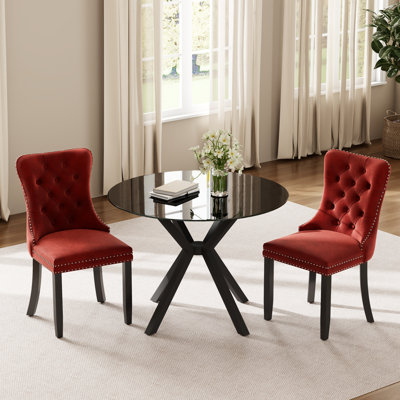 Ensemble de table ronde pour 2 à 4 personnes, table de cuisine moderne et chaises avec fauteuil capitonné en velours pour la salle à manger, petit espace, appartement