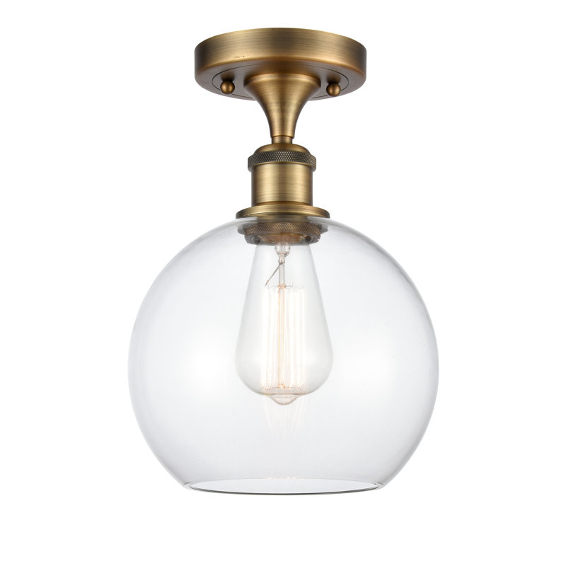 Plafonnier semi-encastré 8 lumières Baptista, Transparent, Laiton brossé, 12'' H X 8'' W X 8'' D