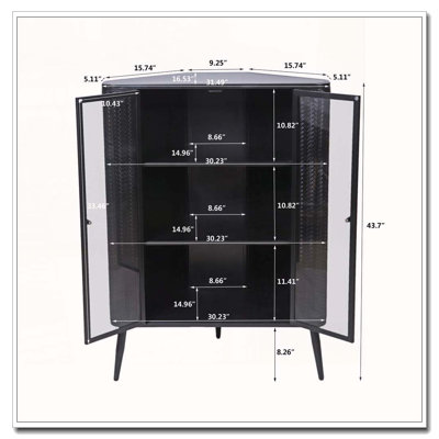 Modern Corner Storage Cabinet with Glass Doors