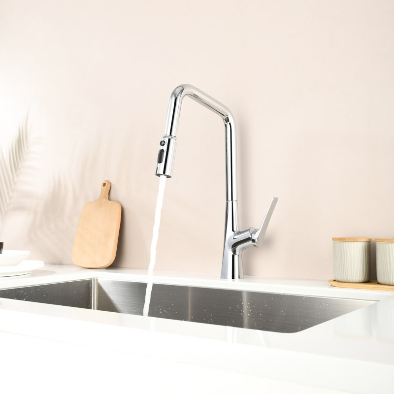 Professional Kitchen Faucet With 3 Function 360 , One Touch Switching, High Design Swivel, 23.6 In Pull-Out Hose And Water Flow Modes For Use Pull Down Swivels 360, Hose,  Stream/Spray/Pause , Easy