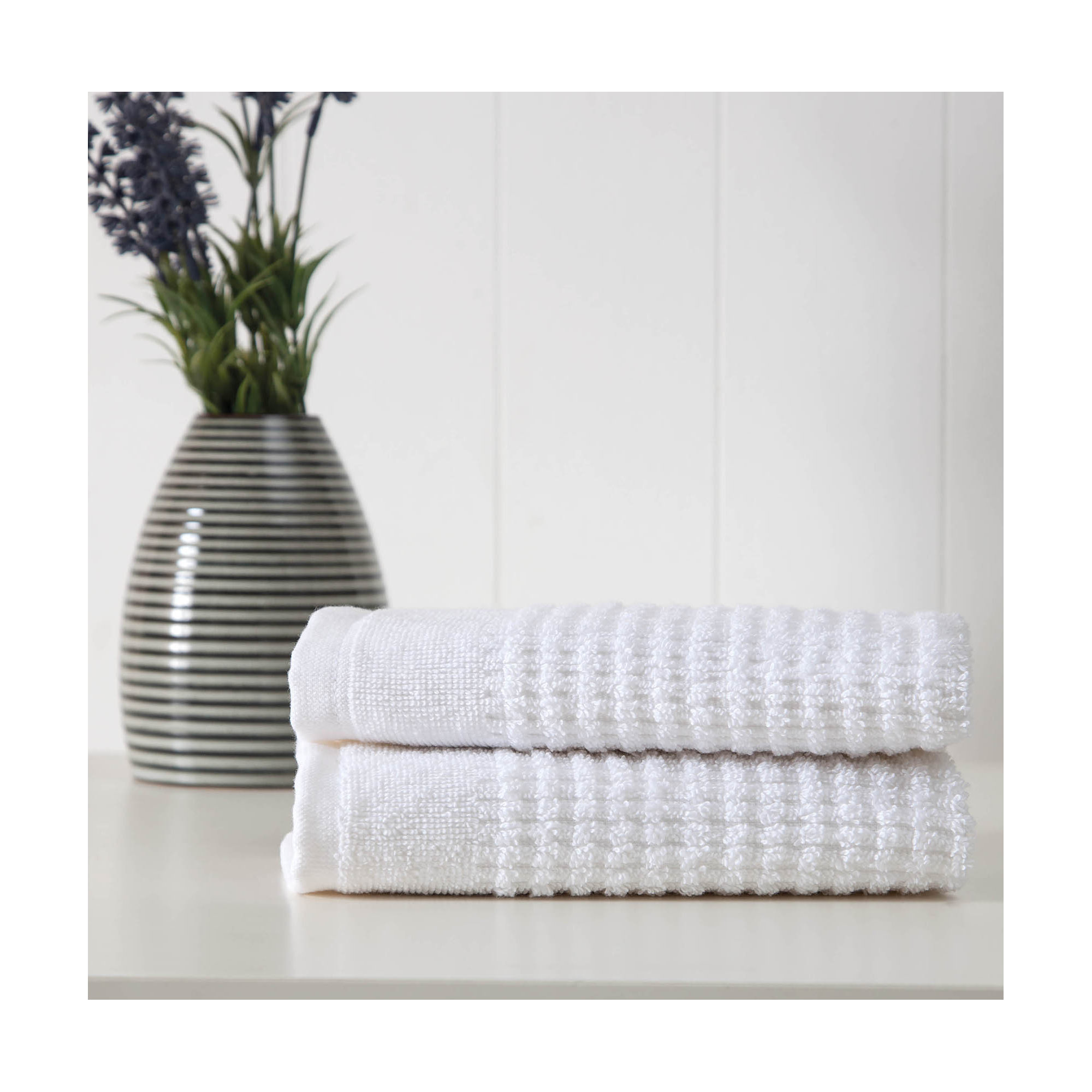 Earline 2 Piece Turkish Cotton Washcloth Towel Set, White