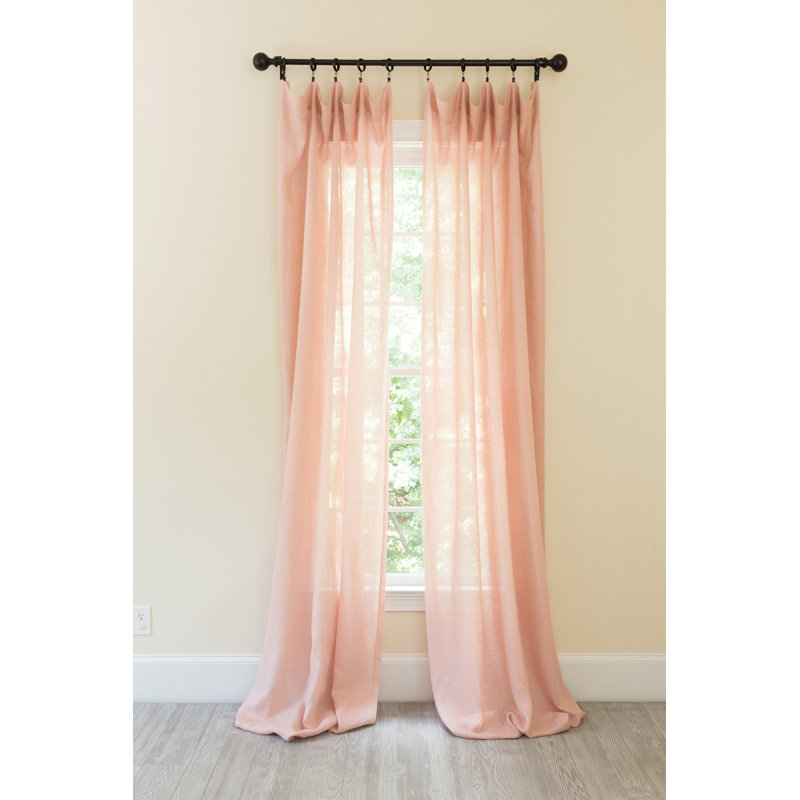 Kazimieras Linen Blend Semi Sheer Curtain Single Panel, Pink, 54" W x 120" L