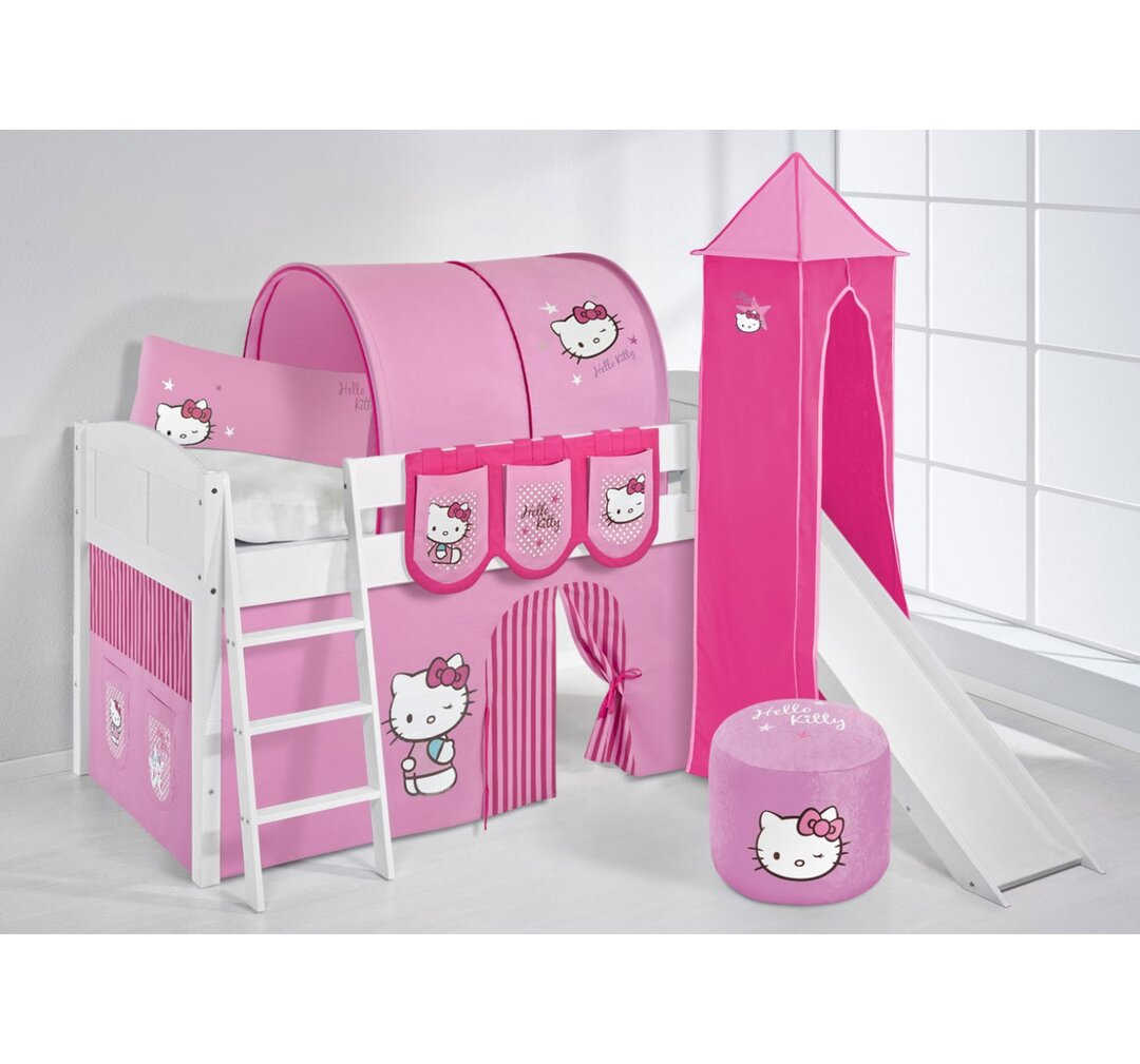 Halbhochbett Hello Kitty mit Textil-Set, 90 x 200 cm