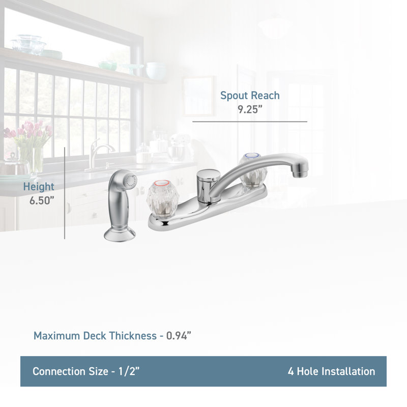 Robinet de cuisine à poignée double Chateau avec douchette latérale et Duralock ™