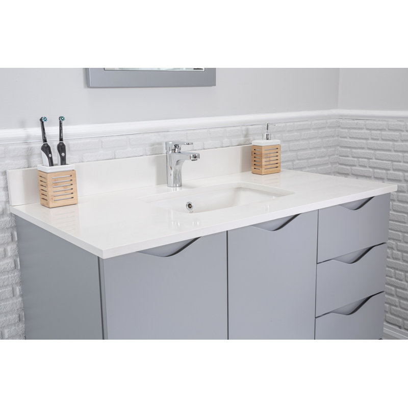 Ensemble de meuble-lavabo simple 41,3 po avec miroir Lakethia, gris