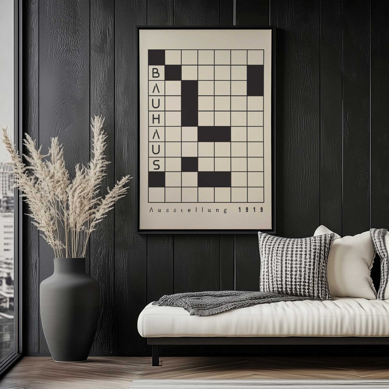 Impression sur toile Bauhaus, H 36,75 po x l 24,75 po x P 1,75 po, Cadre flottant blanc opaque