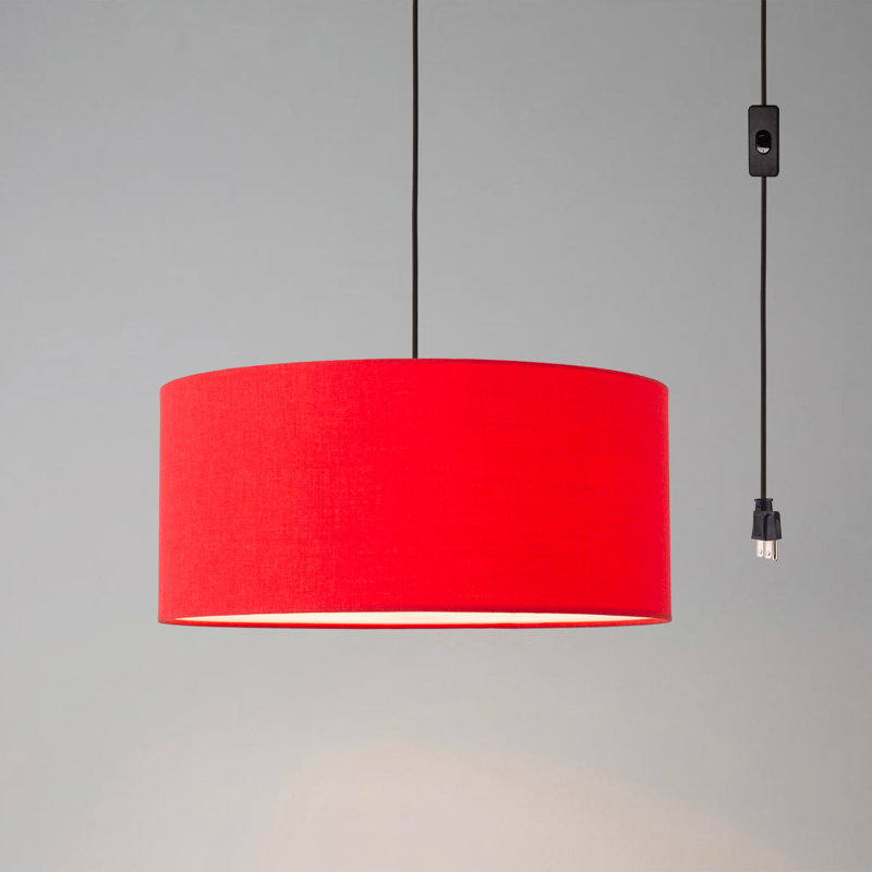Ampoule Dinardo, abat-jour tambour en lin avocat, nickel satiné, intensité variable, ampoule incluse, Rouge pourpre