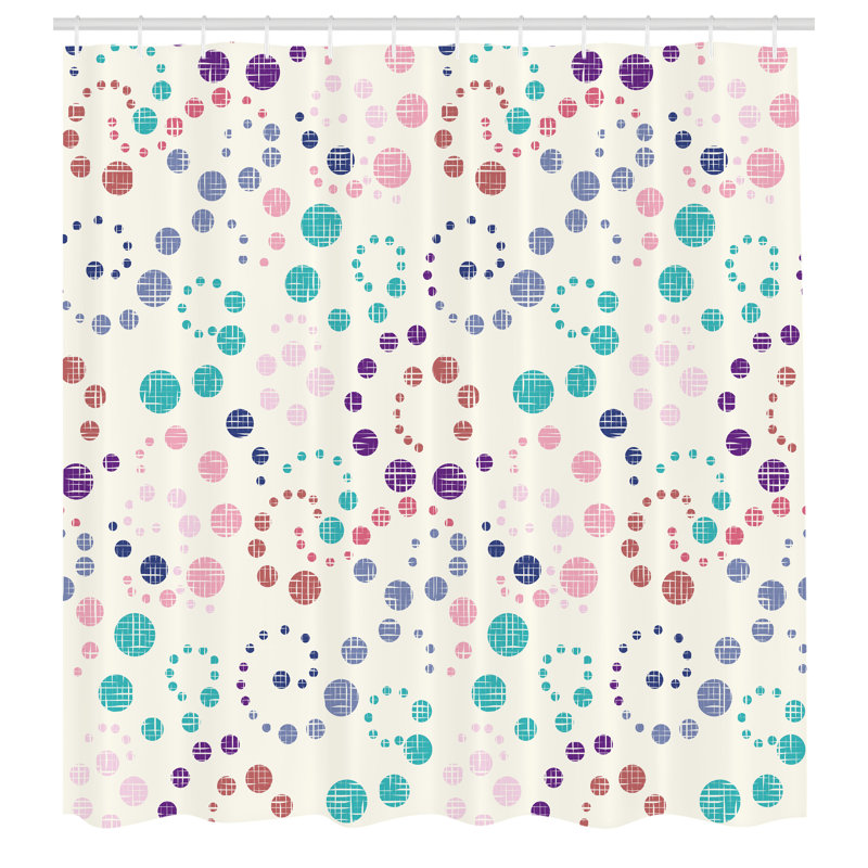 Ceil Blue Grunge Polka Dots Polyester Shower Curtain with Hooks