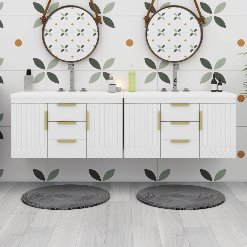 Ensemble de meuble-lavabo mural 72 po avec lavabo 72 po, Blanc