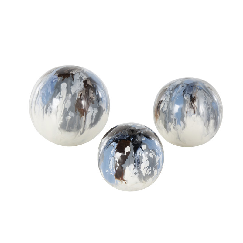 Wrought Studio™ Metal Swirl Abstract Orbs & Vase Filler With Brown And Cream Accents