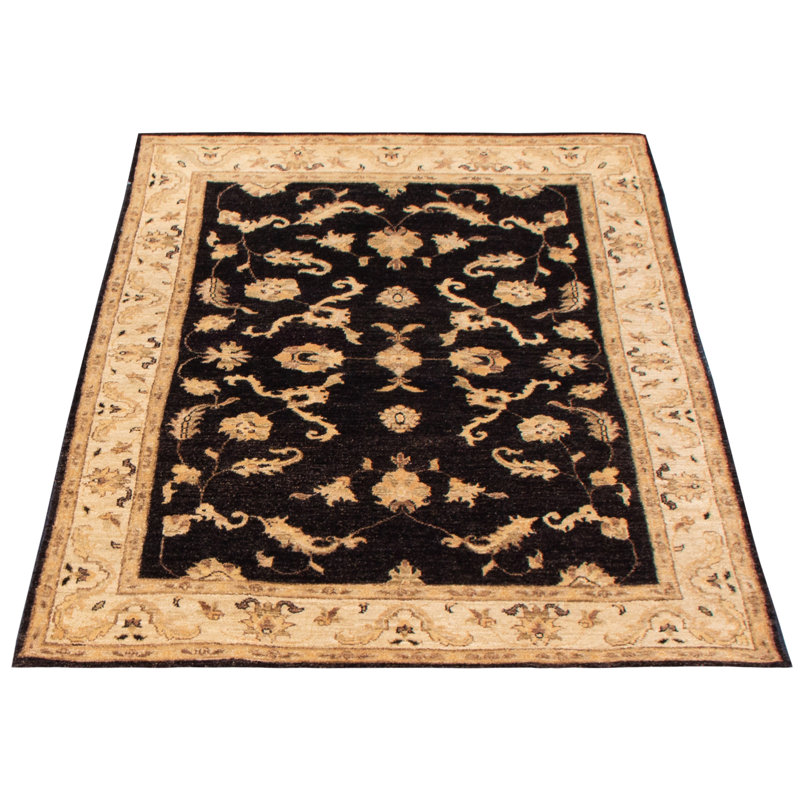 Tapis noir Peshawar Oushak 4 pi 2 po x 6 pi 0 po