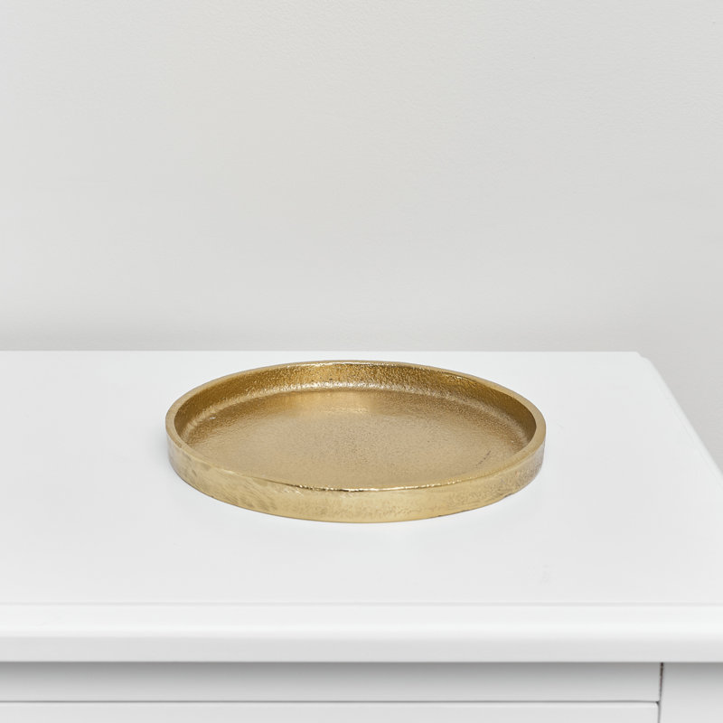 Almonor Metal Tray, 2cm H x 20.5cm W x 20.5cm D, Antique Gold
