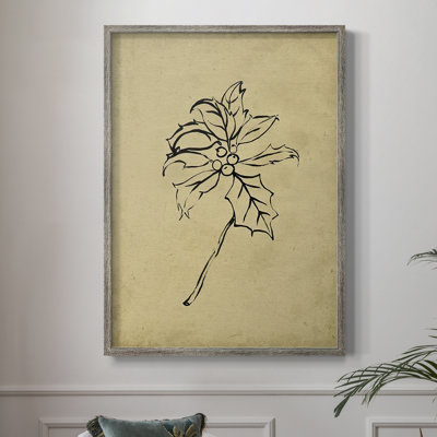 Holly Branch II Framed Print - Solid Wood