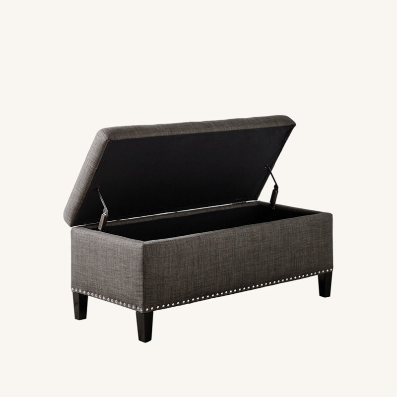 Tufted Top Soft Close Storage Bench, Charcoal