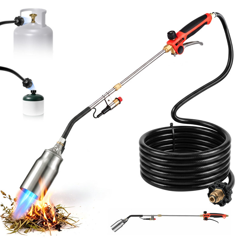 Propane Torch Weed Burner 37" 270,000 BTU Output with 12.5 ft Hose, for Garden Road Ice Snow Melting, Adjustable Flame, Heavy Duty Blow Torch with Turbo Trigger & Self Igniter, Flamethrower