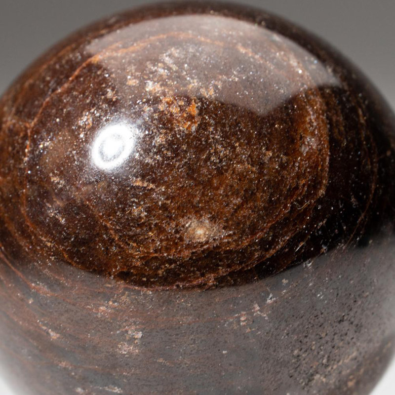 Polished Polychrome Sphere from Madagascar, 2.75" H x 2.75" W x 2.75" D, Gray/Black