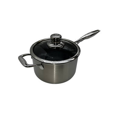 Mauviel M'STONE 360 Hard Anodized Nonstick Sauce Pan with Glass Lid, Stainless Steel Handle, 2.7-qt