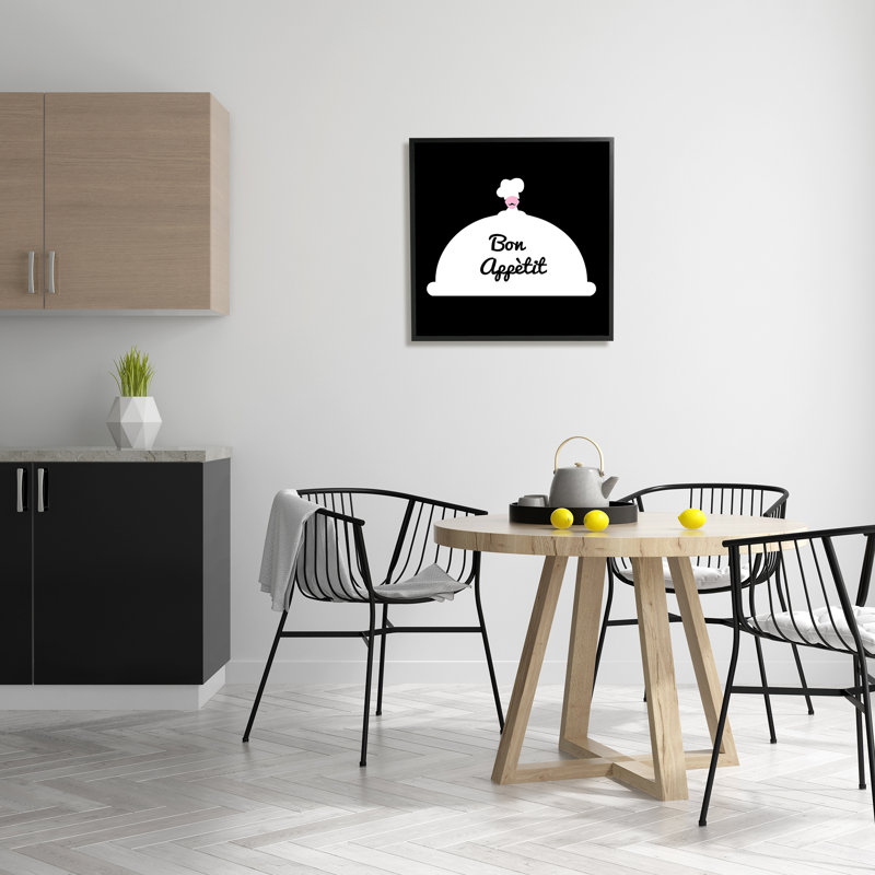 «Bon Appetit», phrase, moustache, chef, conception moderne, ferme surdimensionnée rustique sur toile encadrée, art texturé par Atelier Posters
