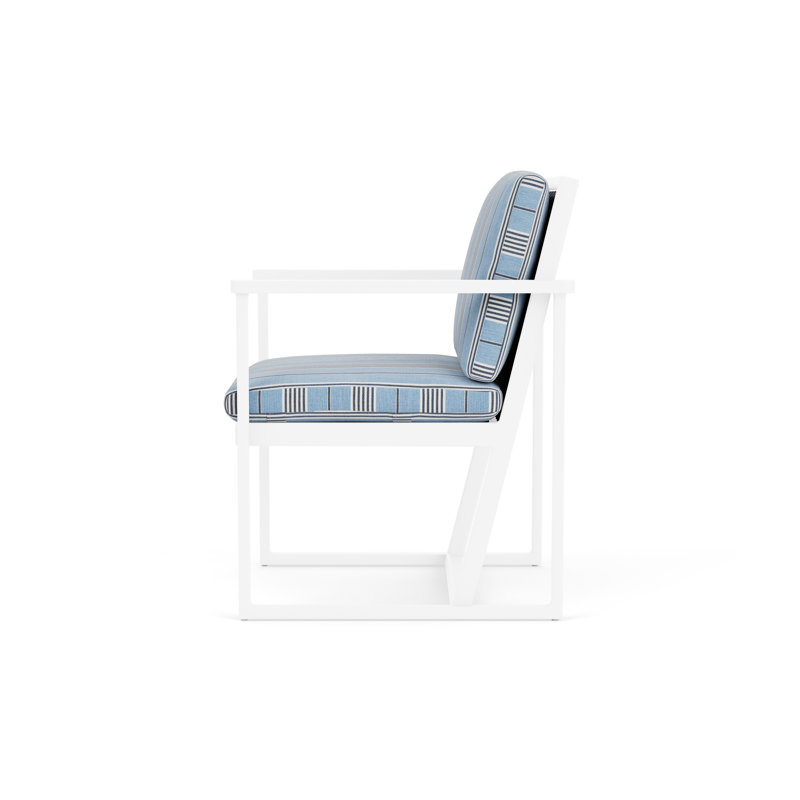 Summit Outdoor Dining Armchair, Ebony, Hansen Sky, White