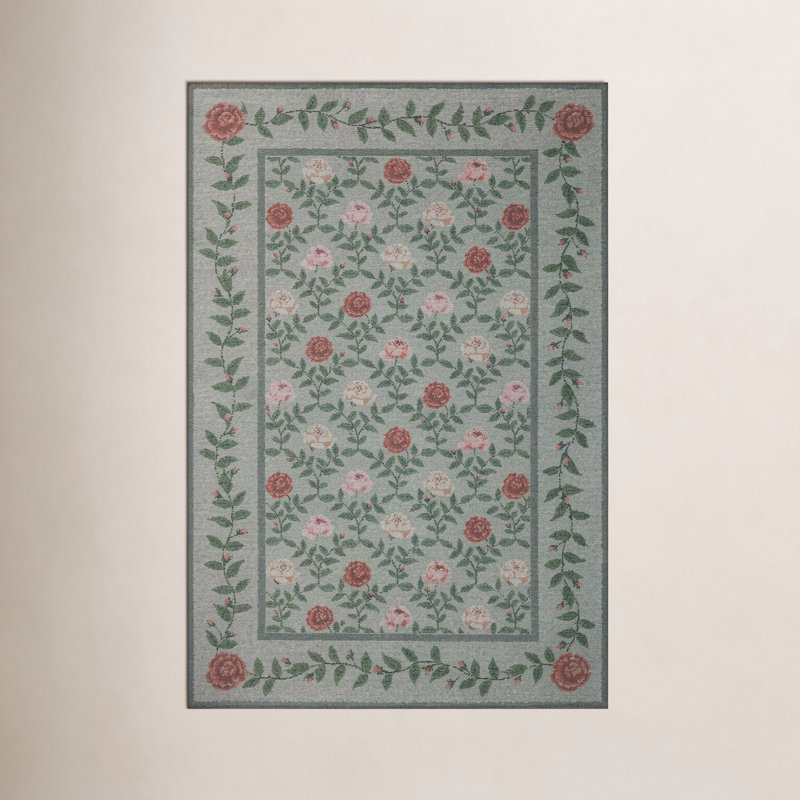 Rifle Paper Co. x Loloi Wildwood Green Area Rug, Rectangle 2'3" x 3'9", Green