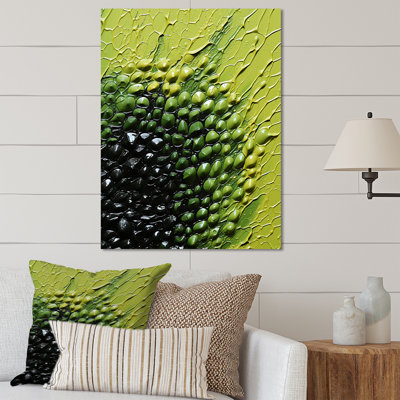 Green And Yellow Abstract Avocado I - Fruits Metal Wall Art