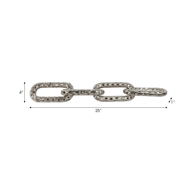 25X4" Pierced Metal 4-Chain Link Object, Silver