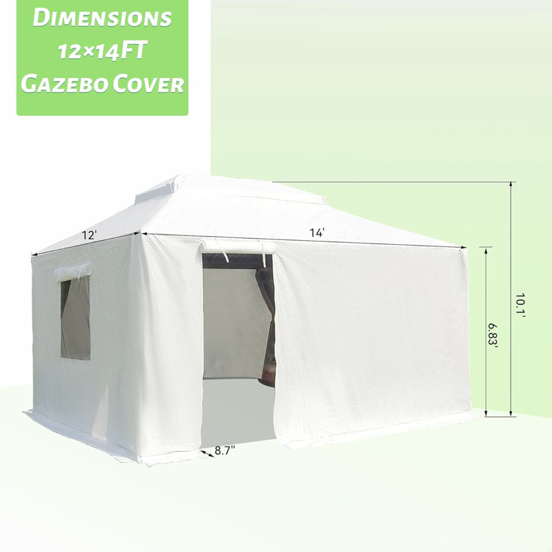 Gazebo Cover For Hardtop Gazebos, Outdoor Universal Winter Gazebo Cover With Sidewalls And Mesh Windows, All Season Waterproof Enclosed Gazebo Cover