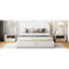 Grand lit avec molleton doux et rangement hydraulique - plateforme blanche pour-722181159