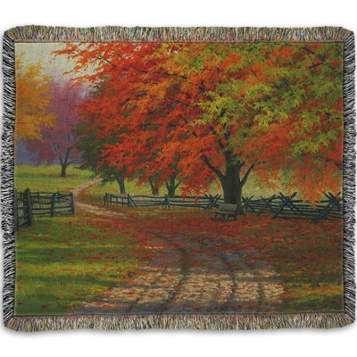 Woven Throw Blanket, Path Through the Maples by Charles White