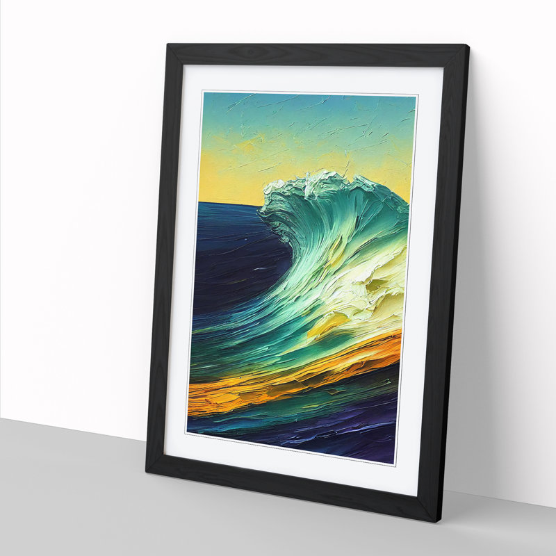 Ocean Seascape Vol.2 - Single Picture Frame Painting, 64cm H x 46cm W x 2cm D, Walnut