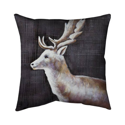 Deer profile view in the dark - 20"x20" Outdoors Throw pillow - Spun poly - Print on demand