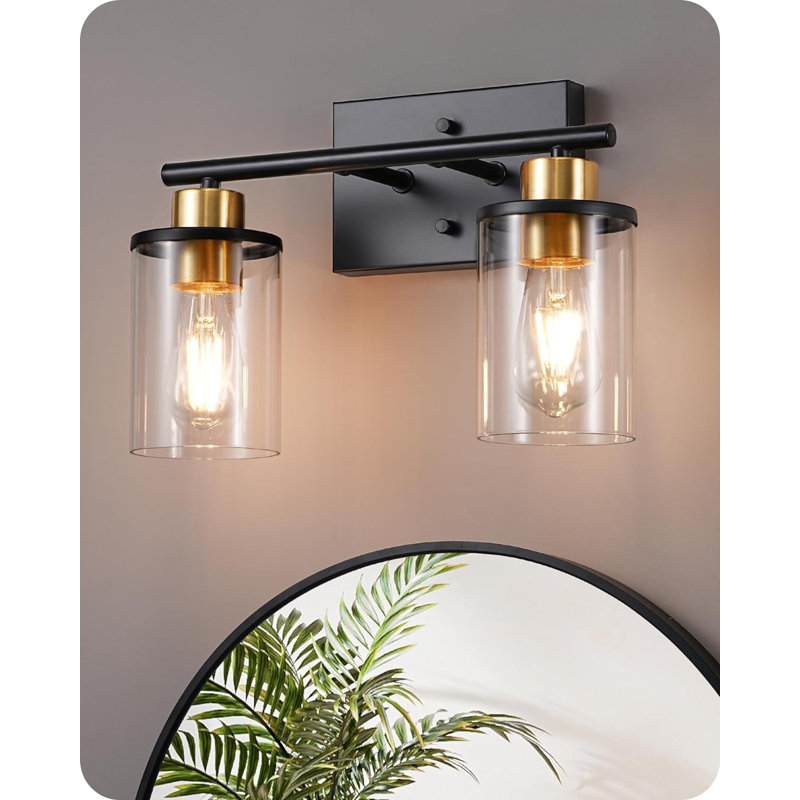Éclairage pour meuble-lavabo 2 lumières Obdulio, Noir / or