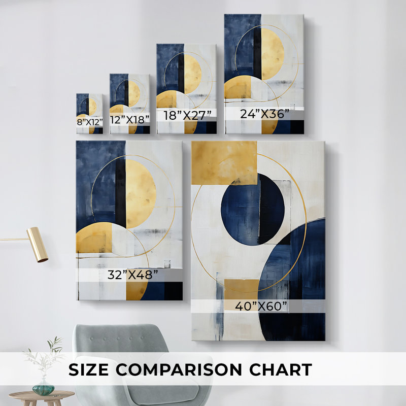 ABSTRACT Series DLVI - Toile tendue sur mesure - 3 pièces, H 12 po x l 24 po