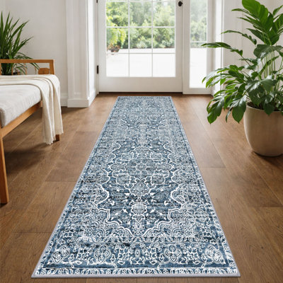 Area Rug Machine Washable Rugs with Rubber Backing for Living Room